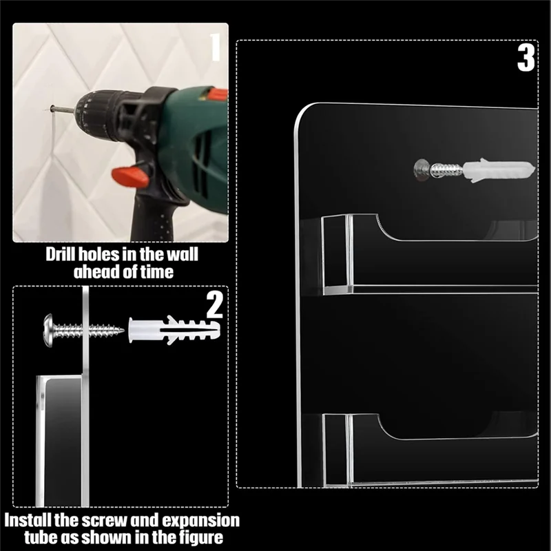 Clear Acrylic Business Card Holder Wall Mount Display Rack Multiple Card Holders Sticker Organizer-AU47