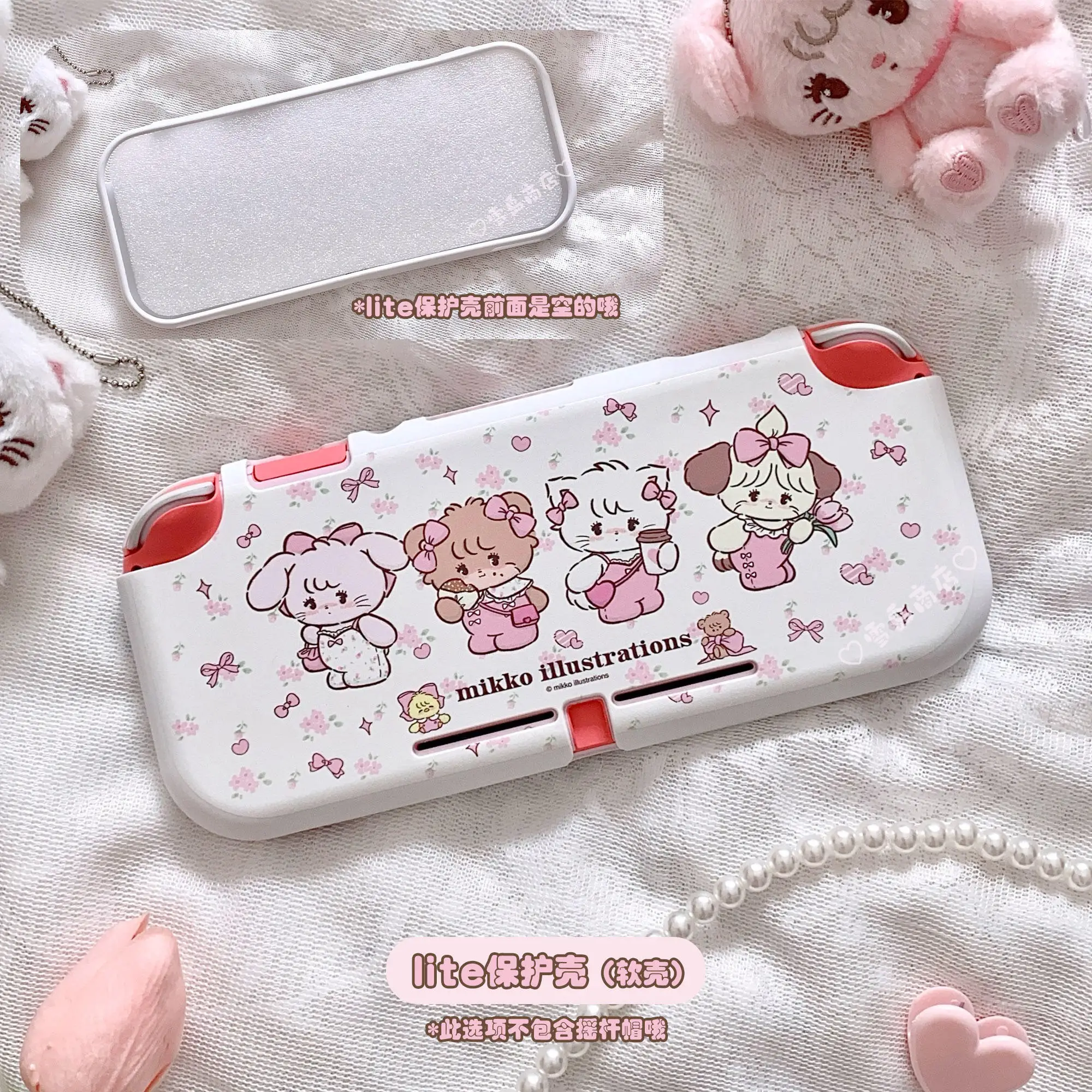 Nintendo Switch OLED Case Kawaii Mikko Funda สีชมพู Dockable เปลือกป้องกันสําหรับ Nintendo Switch Controller Joy-Con