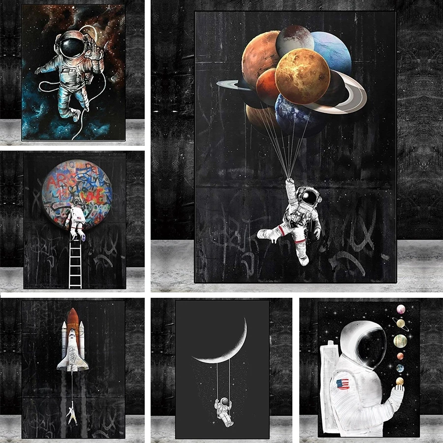 Astronaut Space Dreaming Stars Oil Painting Canvas Painting Posters and Prints Wall Art Pictures for Living Room Home Decor