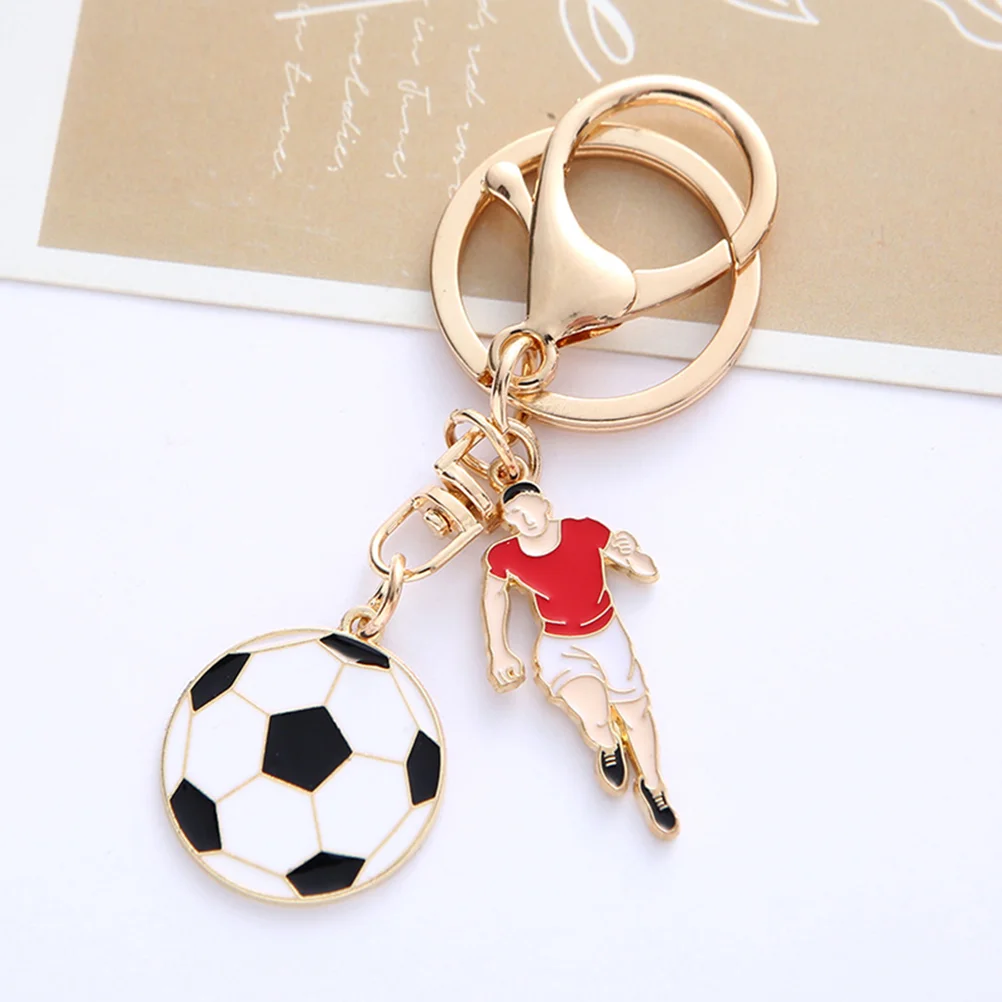 4 Stück Schlüsselanhänger, Fußball-Charm, Schlüsselanhänger, Tasche zum Aufhängen, Dekor, Zinklegierung, Metall, 9 x 3 x 05 cm,