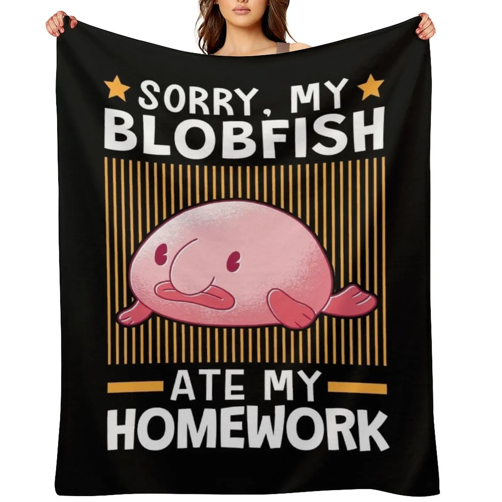 

Blobfish ate my homework Throw Blanket Quilt Thin warm winter Thins Blankets