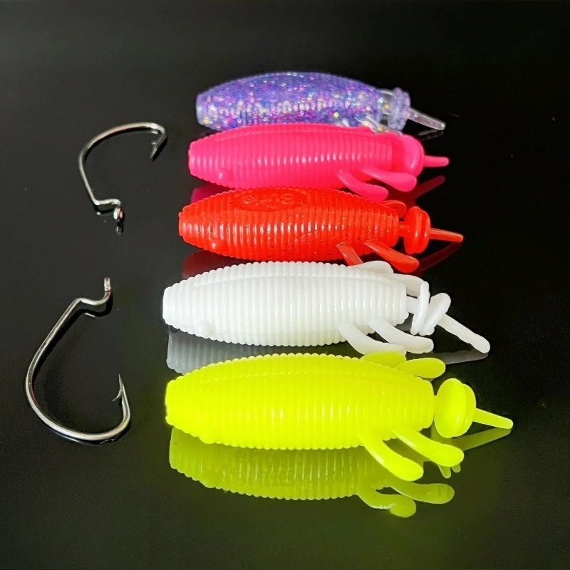 

10pcs and Receive10hooks Larva Soft Lures Artificial Lures Fishing Worm Silicone Bass Pike Minnow Swimbait Jigging Plastic Baits