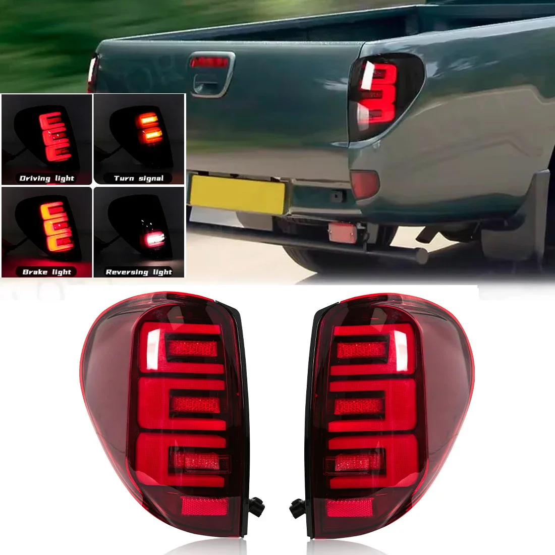 Car LED Red Rear Tail Light For Mitsubishi L200 Triton Colt 2005-2014 Brake Fog Lamp Turn Signal Light With Wire Car Accessories