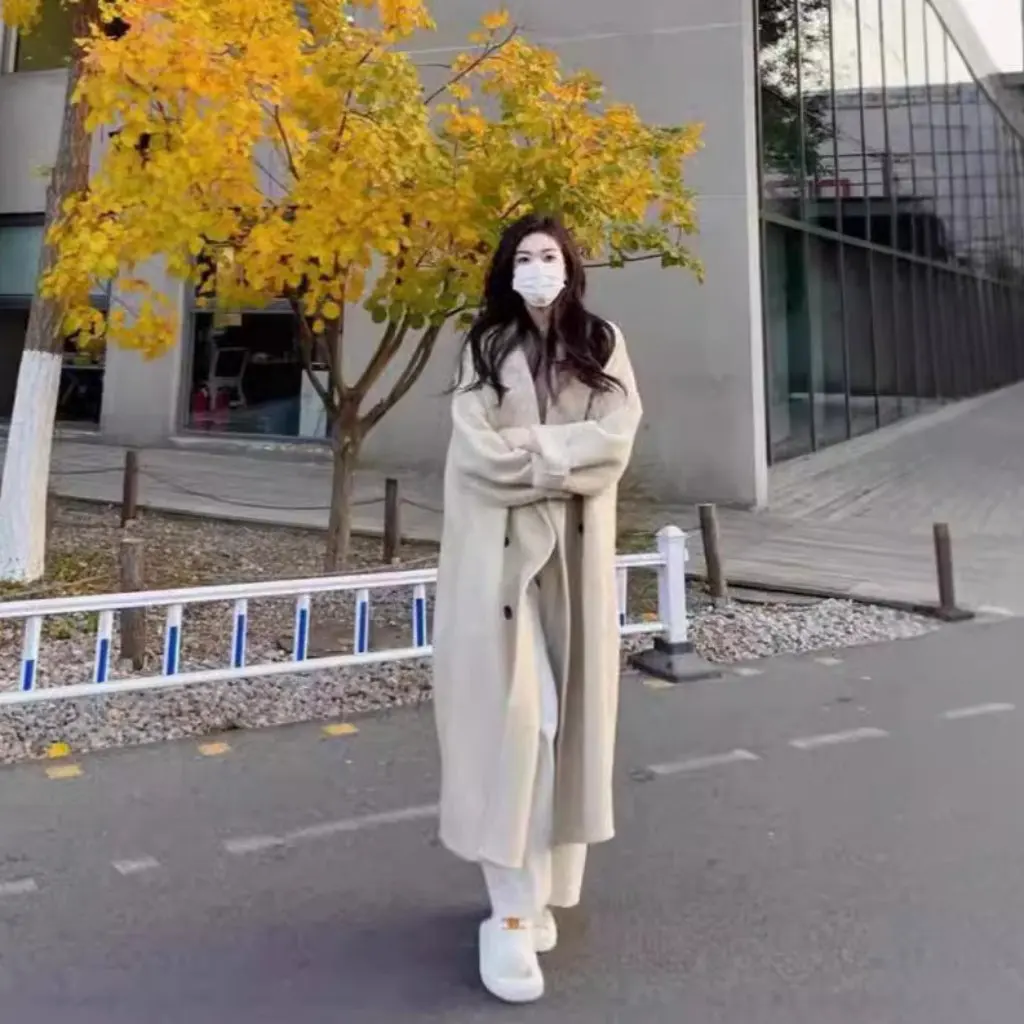

Women's Double-Sided Cashmere Outwear Hepburn Style Winter High-End Woolen Thickened Outerwear