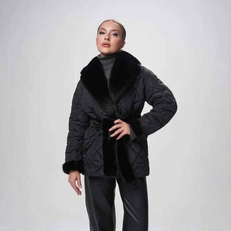 

Женское модное пальто свободного кроя из чистого хлопка, однотонное, с поясом на талии и воротником-стойкой