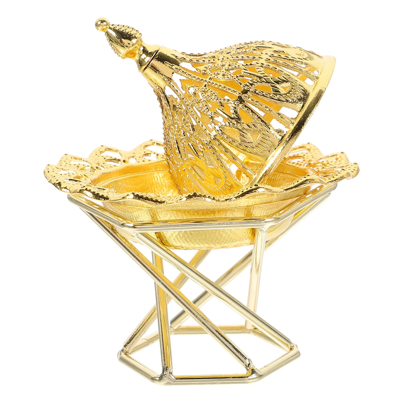 

Vintage Metal Incense Burner Hollow Design Desktop Decor For Home Office Yoga Room Cone Incense Holder Indoor Ornament