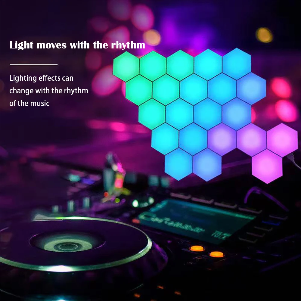 1-20 PCS 5V USB APP LED Hexagonal Night Light For Indoor Home DIY Decoration Creative RGB Decor Atmosphere Quantum Wall Lamps