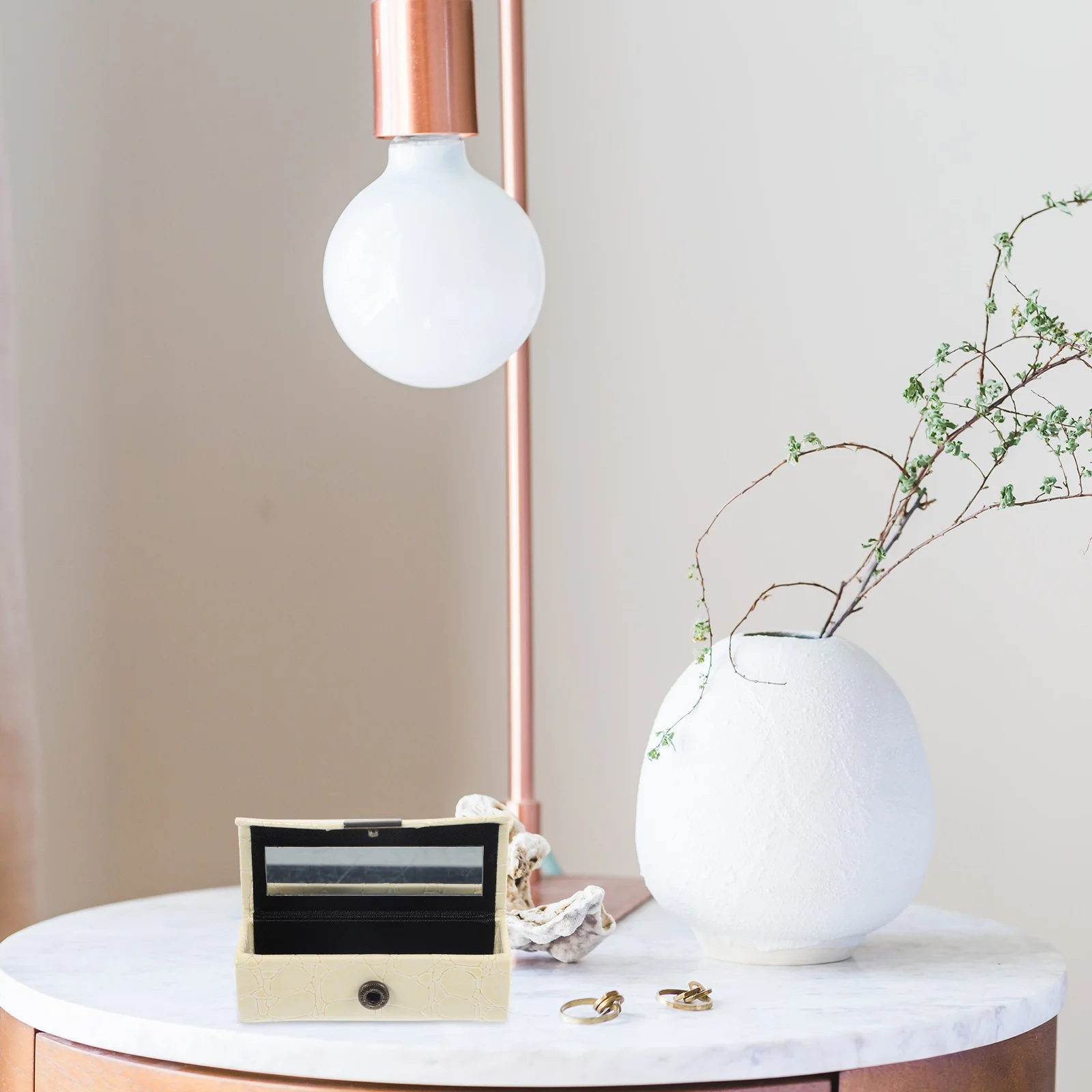 Estuche para lápiz labial de aleación de Zinc PU, pequeño soporte portátil para lápiz labial, espejo, organizador de maquillaje compacto, bolsa de viaje, almacenamiento minimalista elegante