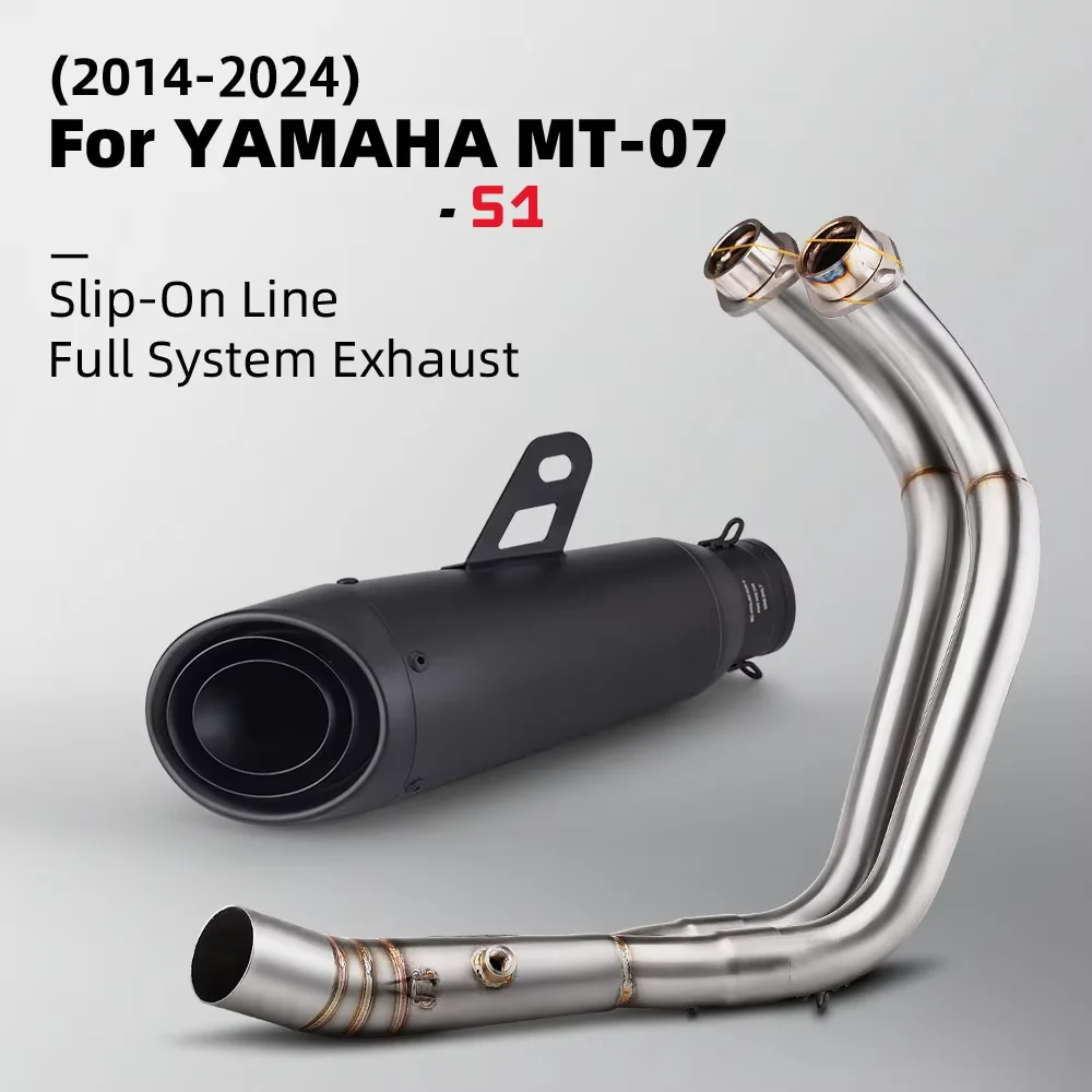 

Надевается для Yamaha Mt07 Fz07 Xsr700 2014-2024 мотоциклетная полная выхлопная система, передняя соединительная труба с трехслойным глушителем