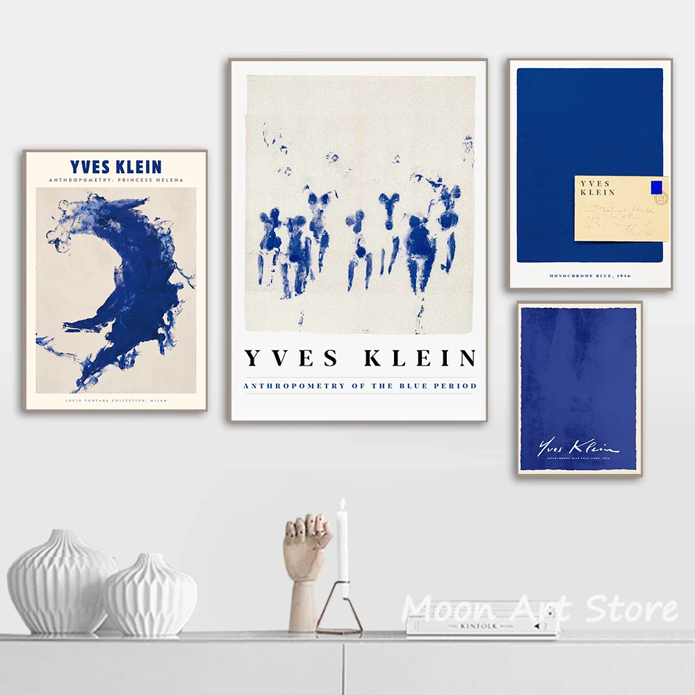 Abstract Art Pigment Blue Poster Yves Klein Neorealism Canvas Painting HD Print Modern Wall Art Picture Living Room Home Decor