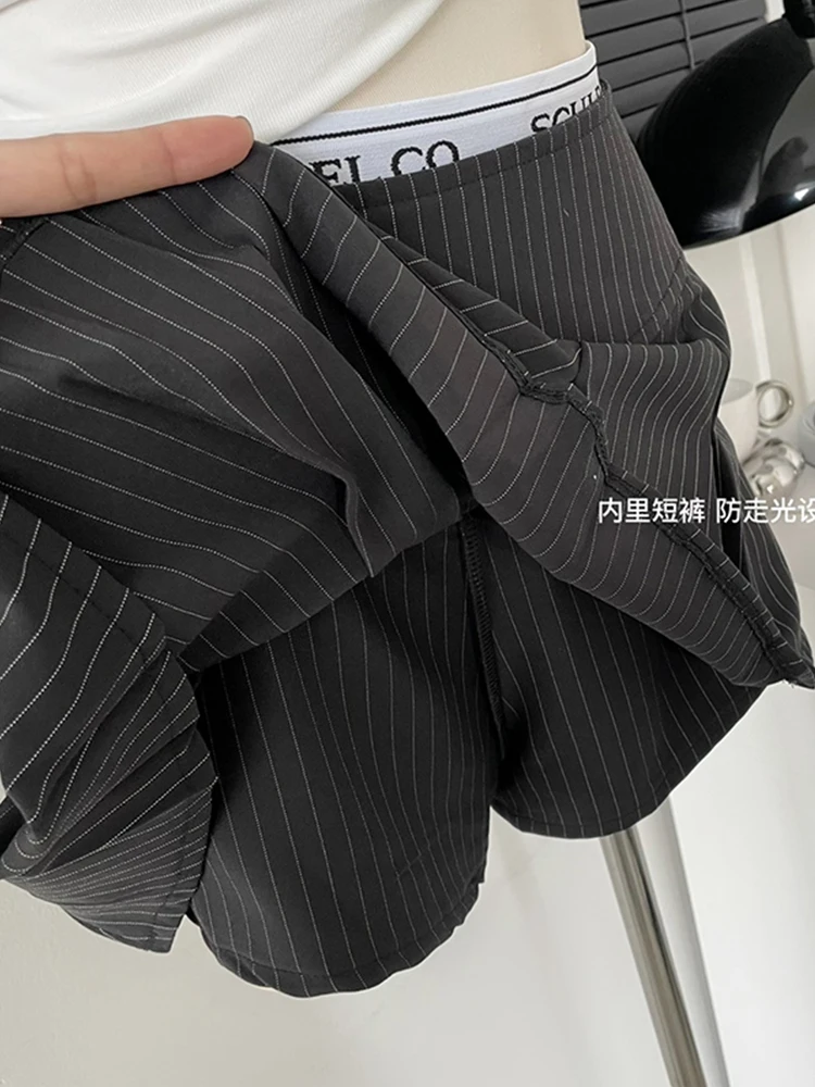 2023 New Women Patchwork Design Mini Skirts Classic Vintage Striped Female A-line High Waist Y2K Pleated Skirts Preppy Style