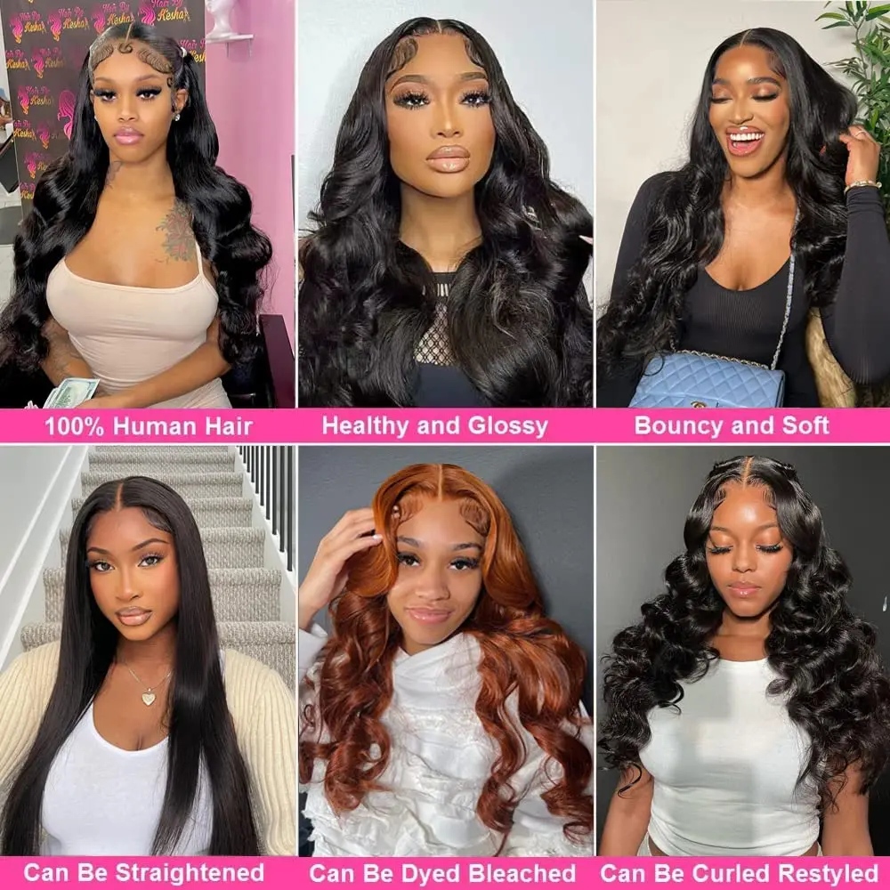 Body Wave Human Hair Bundles With Closure Natural Black Color #1B 100% Unprocessed Human Hair Weave Extensions 13x4 Lace Frontal