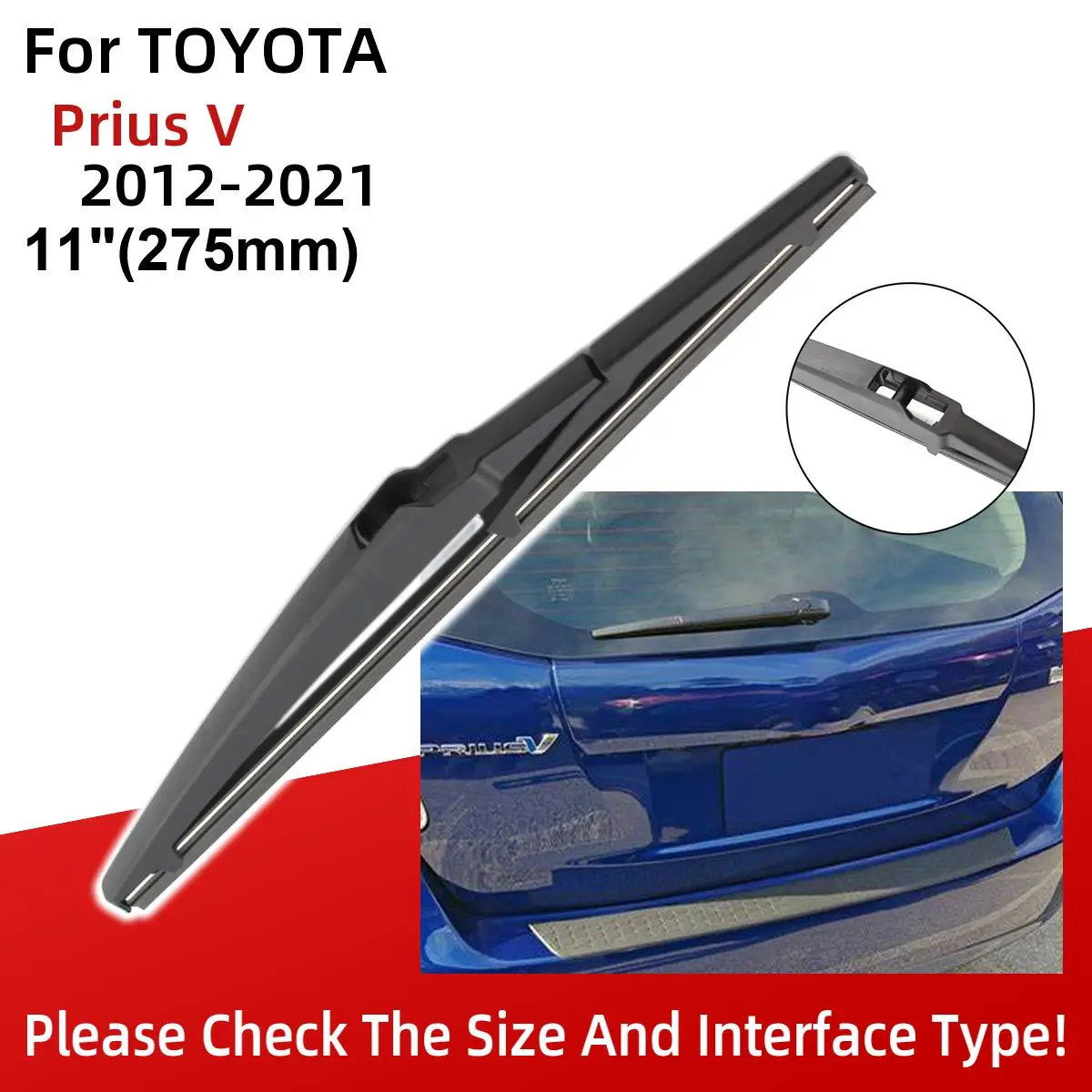 For TOYOTA Prius V 2012-2021 Front Rear Wiper Blades Brushes Cutter Accessories J Hook 2012 2013 2014 2015 2016 2017