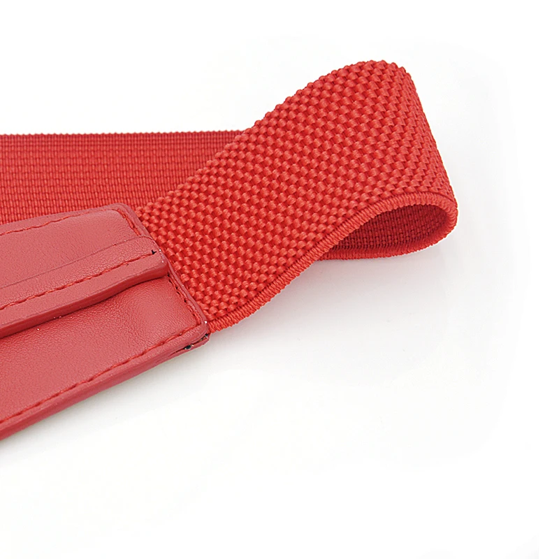 Elegante fibbia con fibbia a lucchetto cinture larghe alla moda tinta unita PU elastico in vita abito classico cintura per le donne