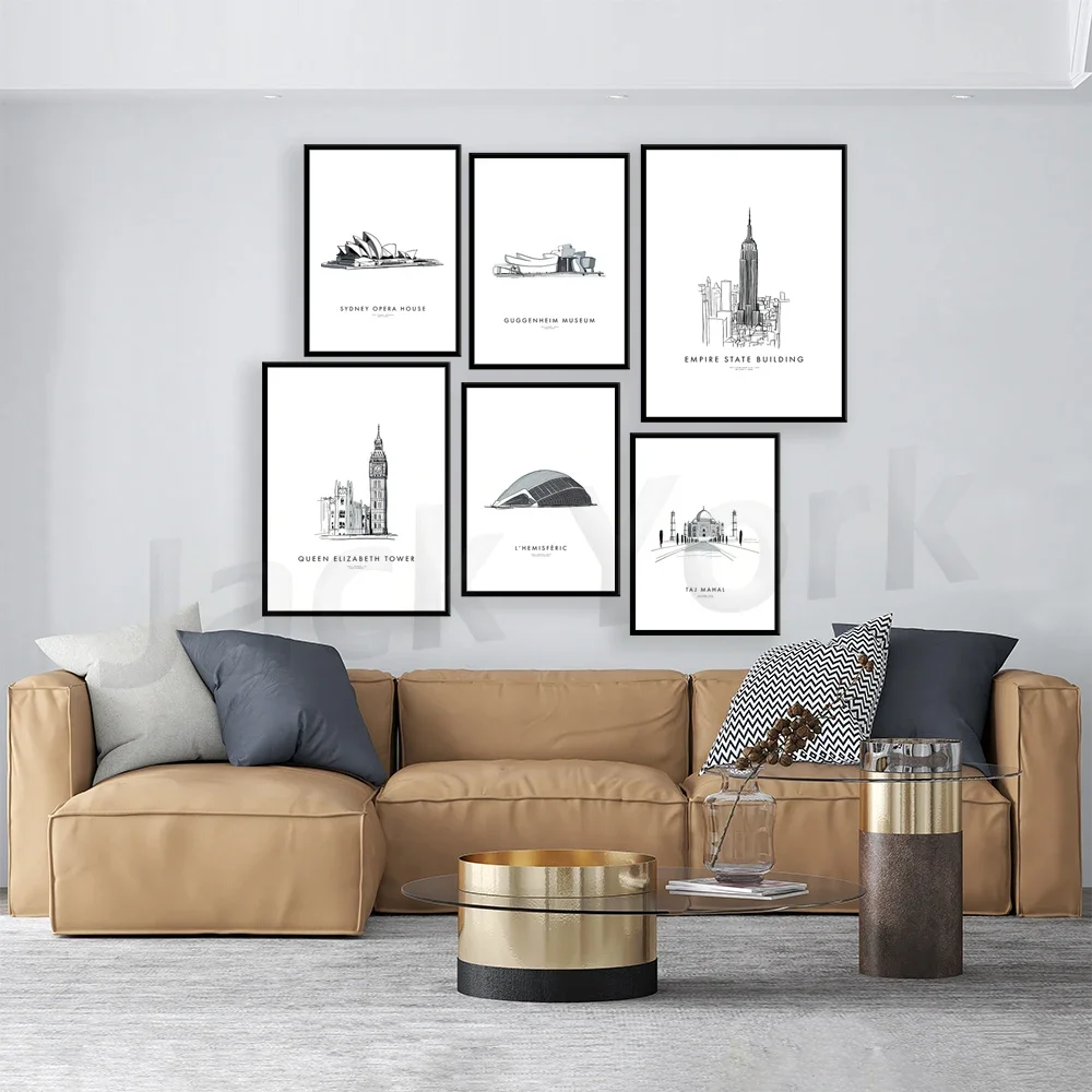 برج ايفل في باريس، فيلا سافوي، ساجرادا فاميليا، متحف جوغنهايم، ملصق رسم معماري باوهاوس ديساو #4