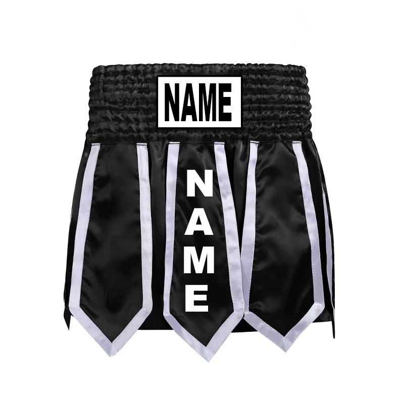 Men Women Kids Custom Muay Thai Kickboxing Shorts Personalized Logo Name Satin Gladiator Boxing Trunks for Martial Arts Fighting