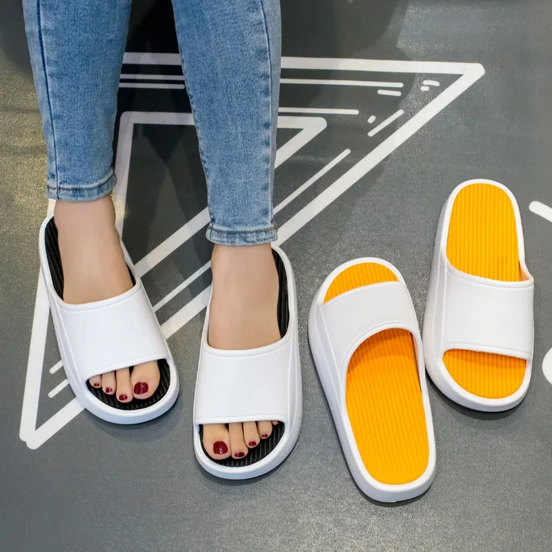 EVA Soft House Slippers, Beach Platform Heels, Women Kids Shower, Indoor Colorful Sandals, Summer Cute Cloud Home Slides, Men