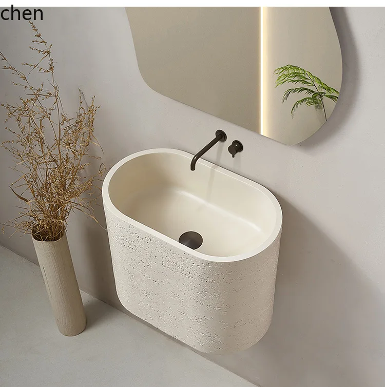 YFY wabi-sabi wind travertine integrated art wall-mounted bathroom cabinet toilet wall-mounted small apartment washstand