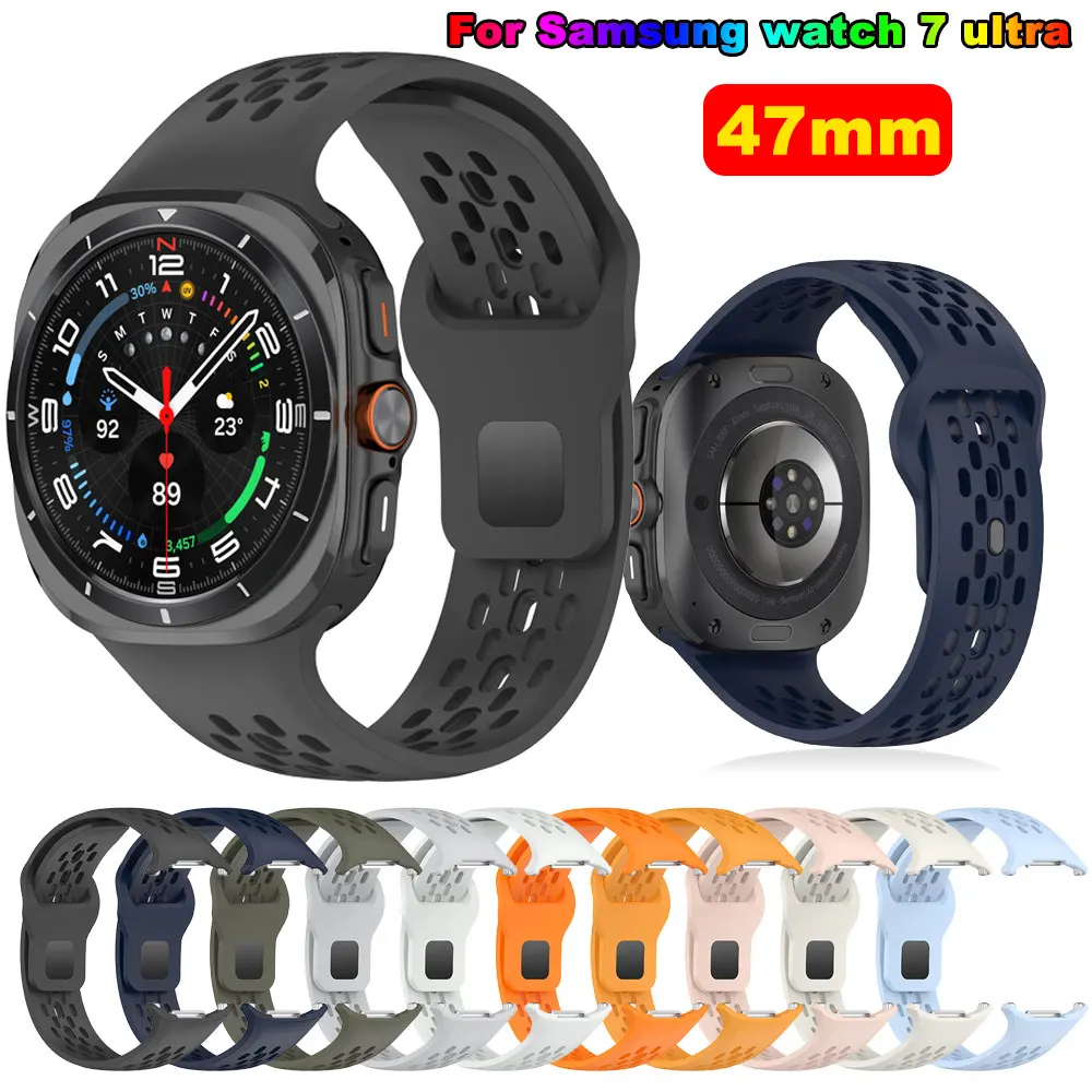 Correa de silicona para reloj Samsung Galaxy, pulsera deportiva sin huecos, Ultra 47mm