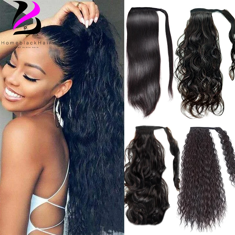 

Clip in Ponytail Hair Extension Water Wave Human Hair Wrap Around 100G Pony Tail Hair Piece Body/Straight/Deep Wave For Women