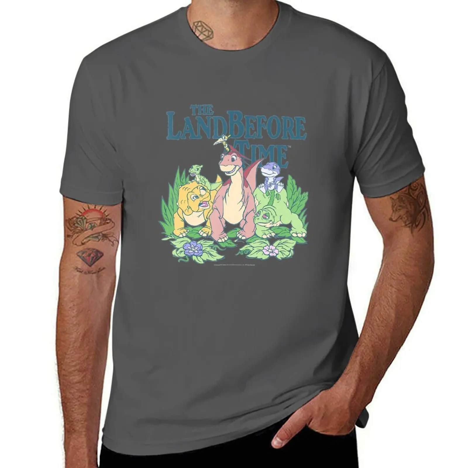 Land Before Time Pastel Dinosaur Friends T-Shirt Utility Work Short Sleeve Top