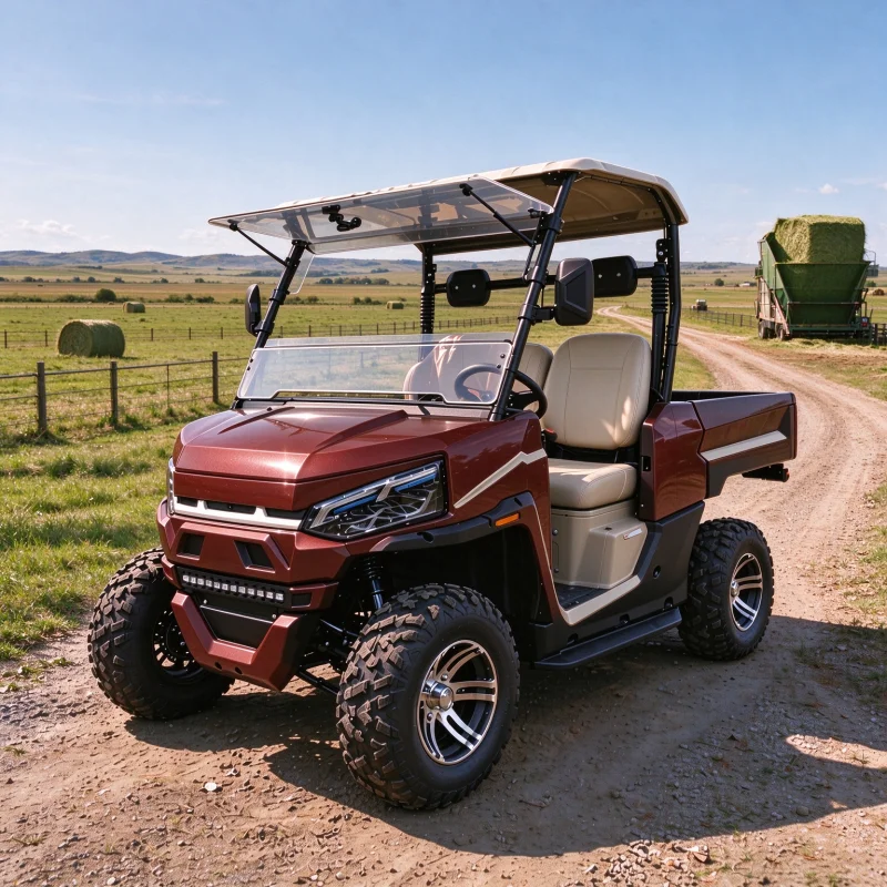 Electric 4×4 UTV, AT All-Terrain Tires, Trailer Towing, High Payload, Simple Cargo Handling, Perfect for Farm Feed Loading