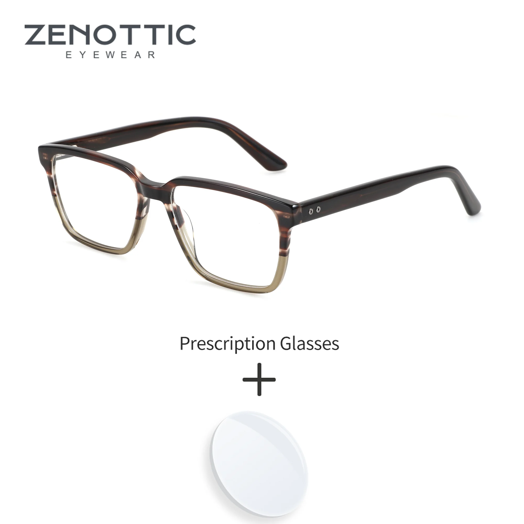

ZENOTTIC M Size Vintage Square Prescription Glasses For Men Trend Acetate Progressive/Photochromic Optical Eyeglasses