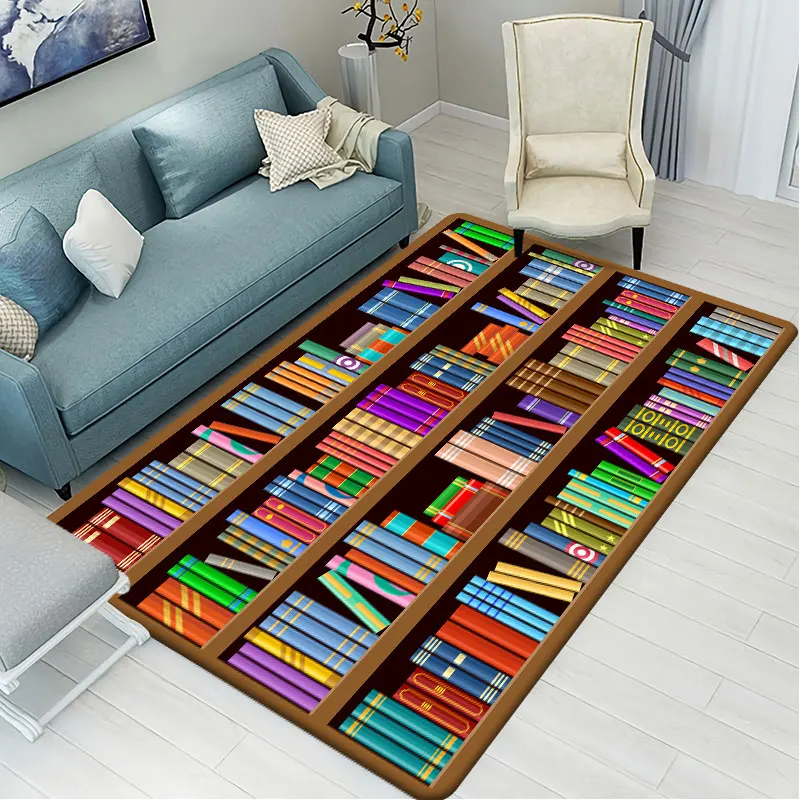 Bookcase and Book Pattern Doormat Carpet Living Room Flange Floor Mat Carpet Bedroom Balcony Corridor Floor Mat