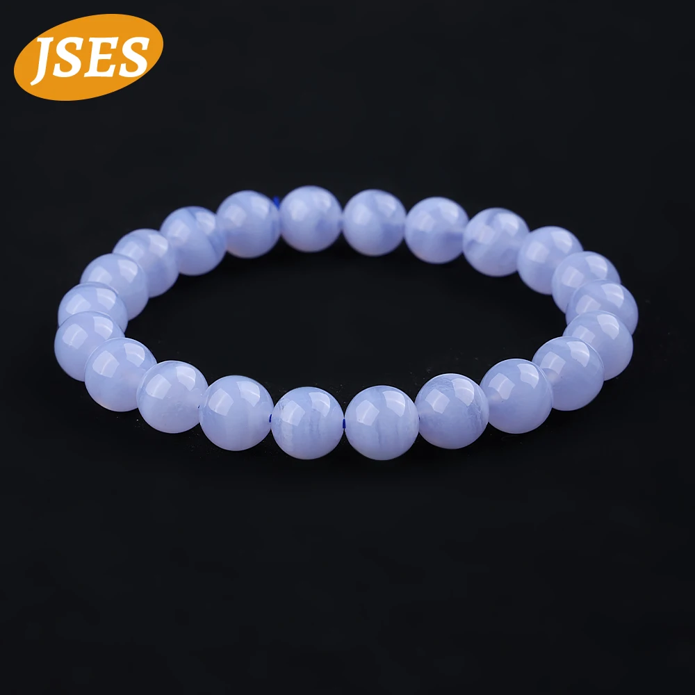 AA Natural Brazil Blue Lace Agate Chalcedony Bracelet Loose Stone Beads for Jewelry Making Necklace DIY Accessories 15 Inches