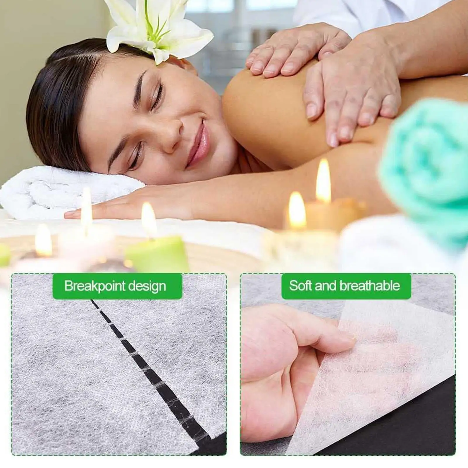 المتاح سبا تدليك فراش ، غير المنسوجة تدليك الأنسجة ورقة ، لفة ورقة السرير ، الوشم صالون وسادة اللوازم ، I9I6 ، 50 قطعة ، 100 قطعة