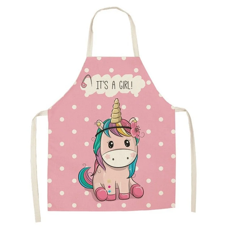 Cute Cartoon Unicorn Series Apron Custom Fashion Linen Apron Adult Home Party Children Painting Decoration Antifouling Apron