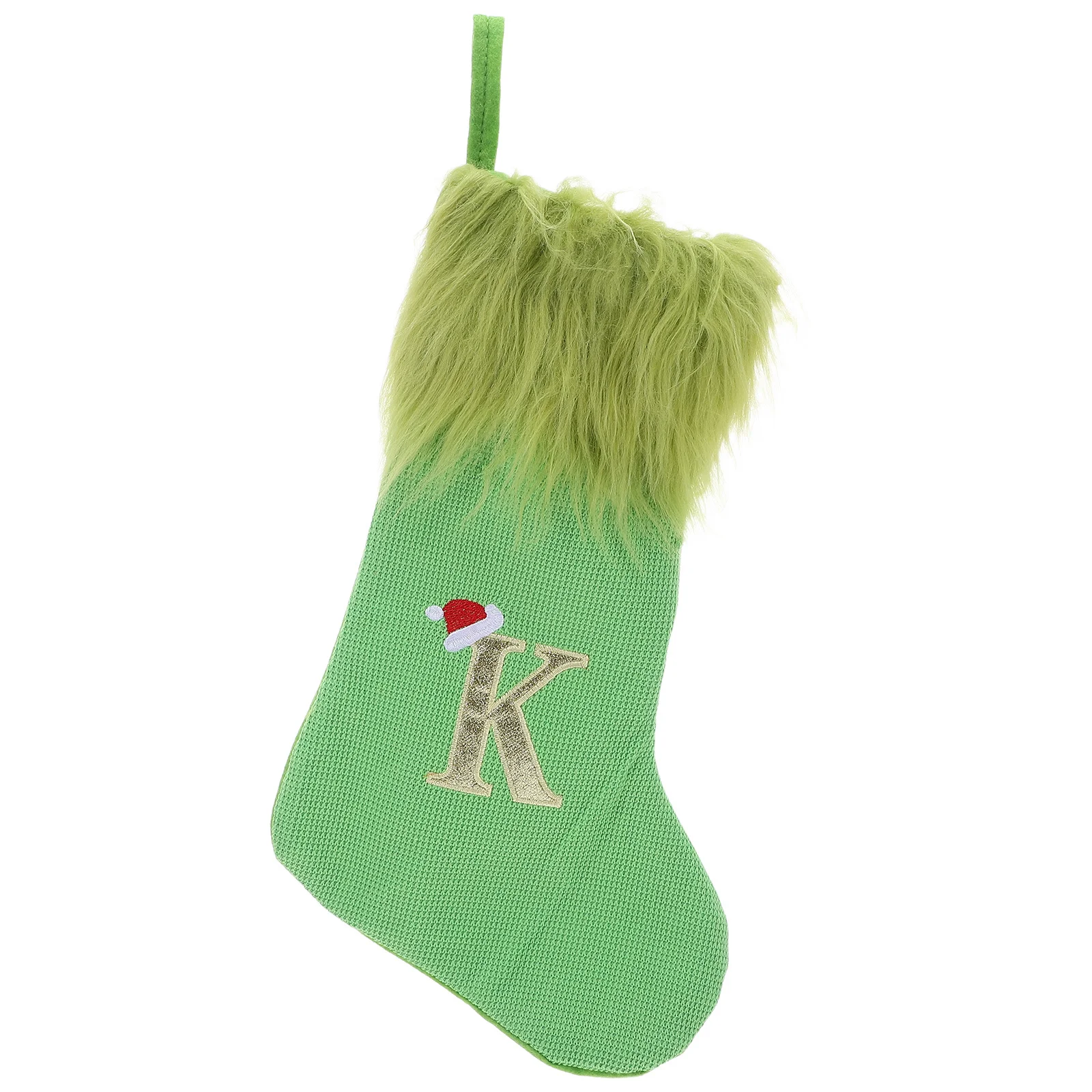 

Extra Large Green Christmas Stocking Knitted with Embroidered Hanging Loop Xmas Decor for Women Kids Holiday Treat Bags