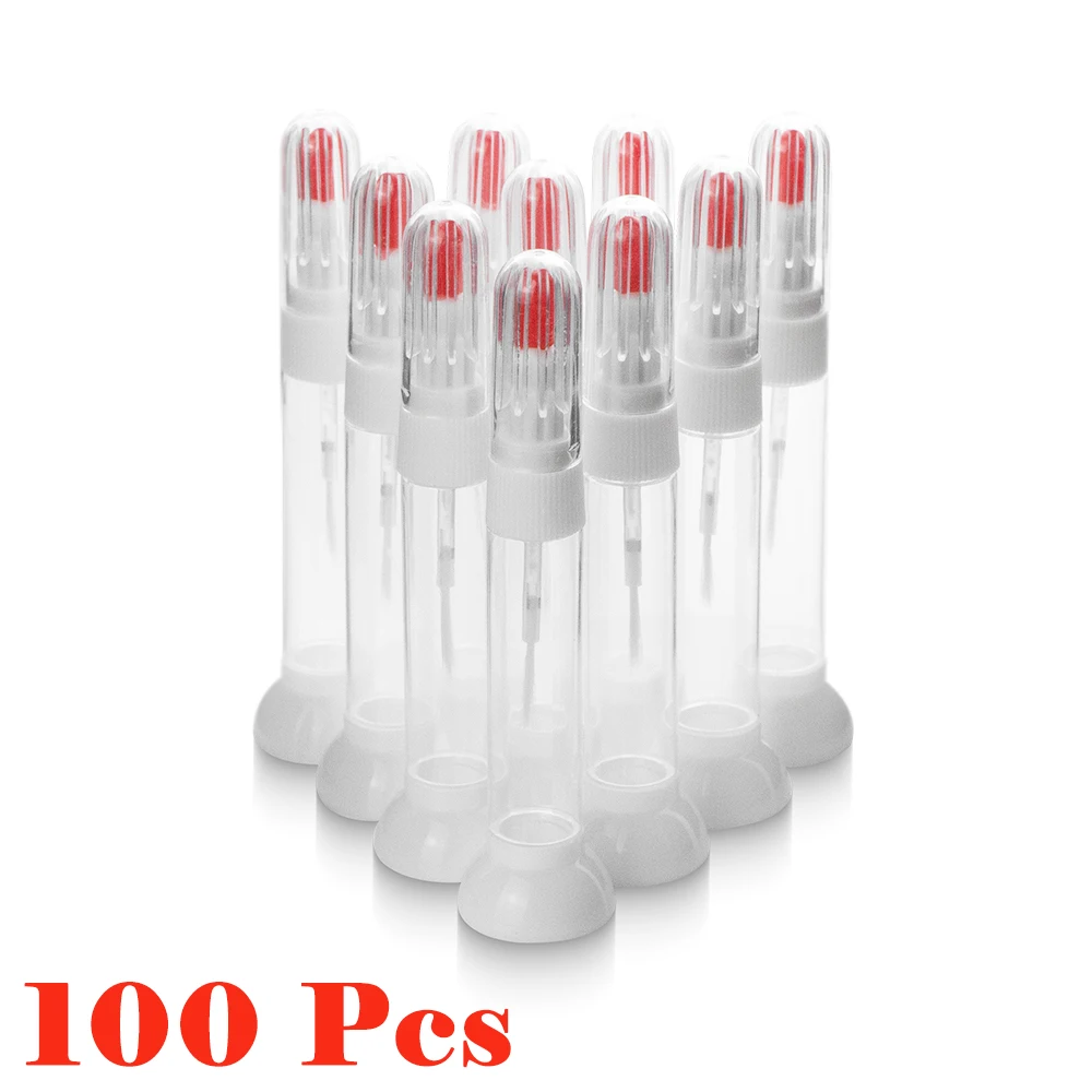 KIMCCI 100pcs/Lot 10ml  Dotted Pen+Drawing Pen Nail Art Tool 2 IN 1 Needle Brush Dual-use Nail Polish Pen Empty Bottle