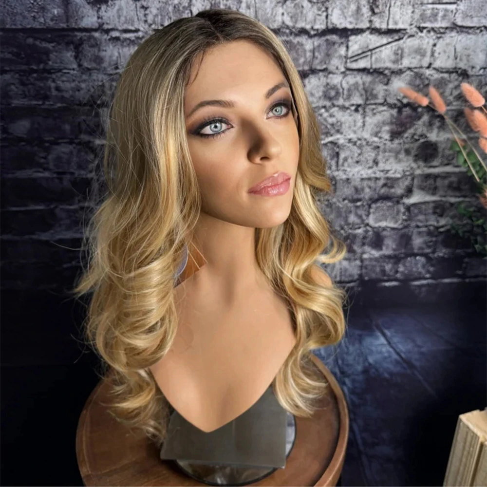 

Deep Wave Golden Blonde Wig Lace Front Wig Heat Safe Premium Synthetic Fibers Blonde Waves for Women Cospaly Party Daily Wear