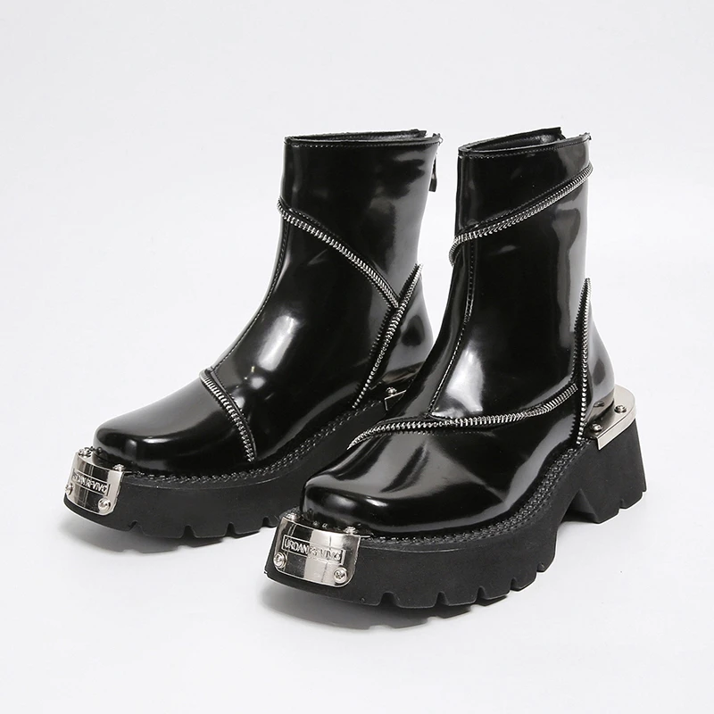 

Designer New Woman Boots Platform Chunky Shoes Sexy Winter Fashion Ankle Chelsea Boots Party 2025 Woman Shoes Zipper Mujer Botas