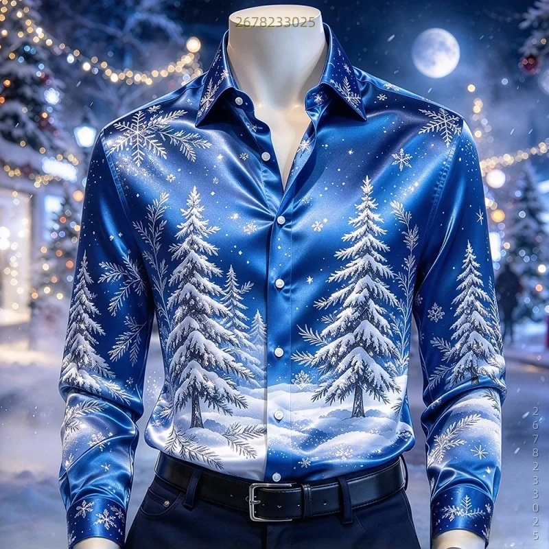 Men's Christmas Tree & Snowflake Shirt — product detail 3