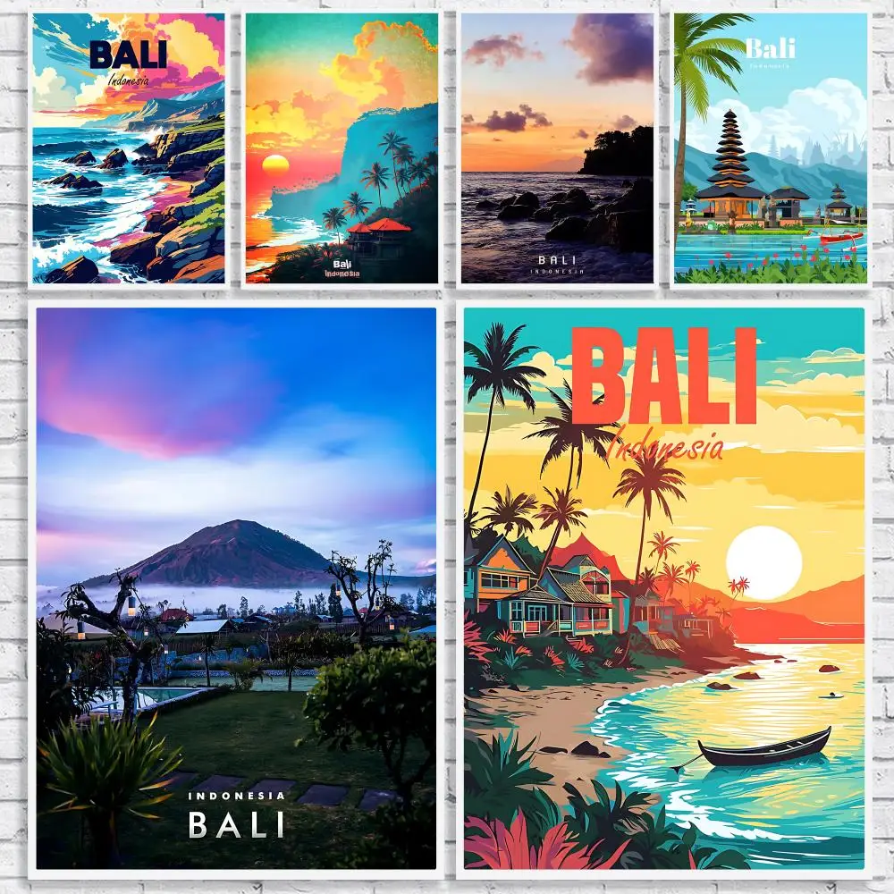 Exotic Island Bali travel Poster Versatile HD Waterproof Wall Art Self-Adhesive Decor for Any Space Ideal Gift
