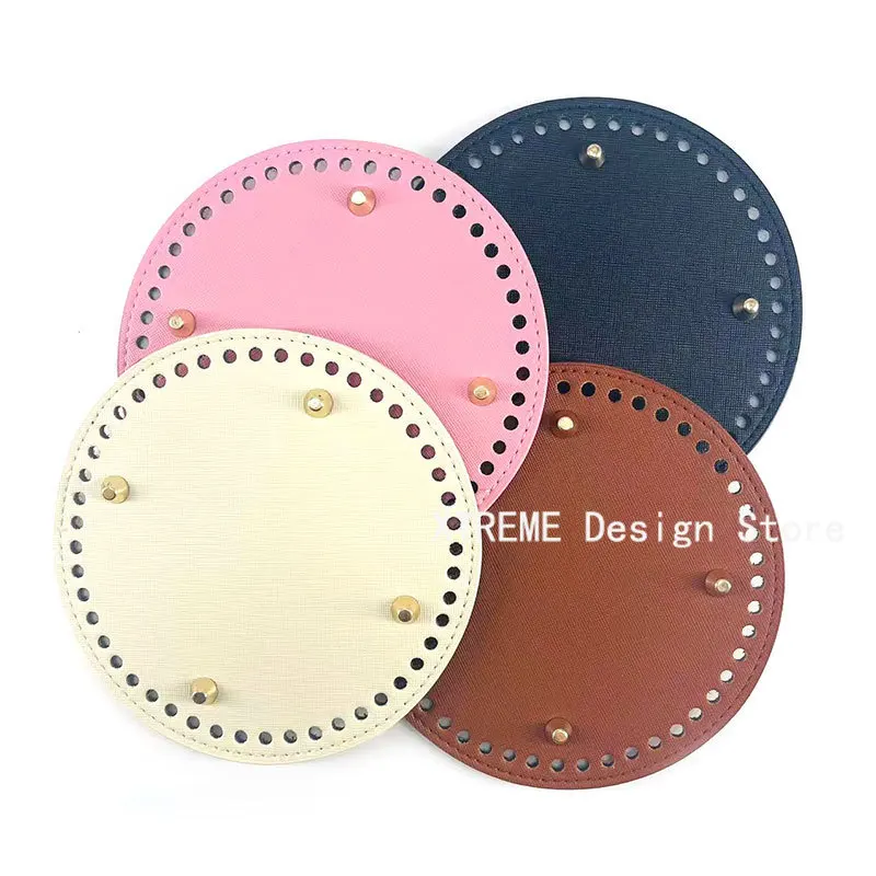 Fast Shippment Round Bottom for Knitted Bag pu Leather Accessories Handmade Bottom with Holes Diy Crochet Bag Bottom Base