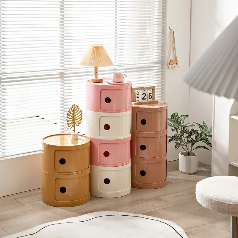 

Nordic Creative Smiling Bedside Table Small Round Storage Cabinet Simple for Children's Bedroom Furniture Playful