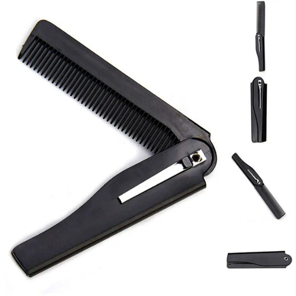 

Portable Hairdressing Fashion Handmade Mens Folding Pocket Clip Moustache Beard Comb Hair Comb