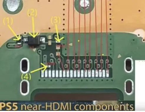 For PS5 PlayStation 5 Near-HDMI Port Connector Components Parts Diode Resistor Caps Capacitor