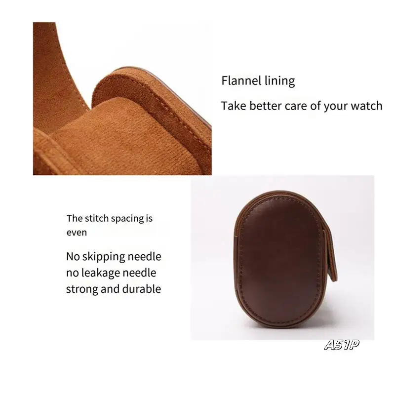 

3X 1-Slot Watch Roll Travel Case Portable Vintage Leather Watch Display Case Watch Storage Box Watch Organizers Brown M