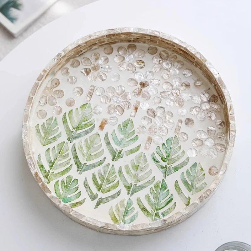 

Large shell fruit plate household living room coffee table round storage plate