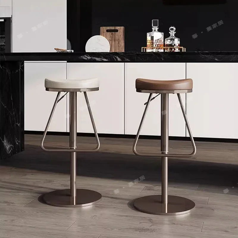 Adjustable Designer Bar Stools Luxury Modern Reception Patio Round Bar Stool Vanity Saloon Sgabello Cucina Living Room Furniture