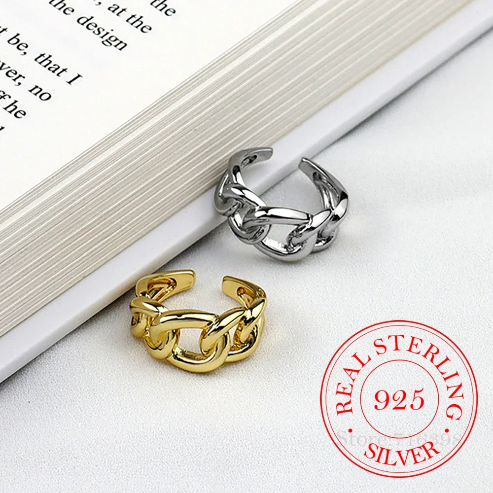 925 Sterling Silver Lock Chain Infinity Rings for Women Men Handmade Twisted Geometric Rings Party Jewelry Anillos Mujer