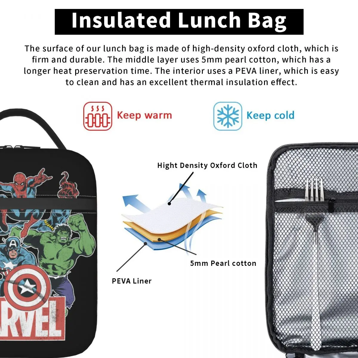 Custom Hulk Classic Avengers Insulated Lunch Tote Bag for Women Portable Thermal Cooler Food Lunch Box School