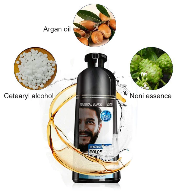 3X Permanent Beard Dye Shampoo For Men Beard Dying Removal White Grey Beard Hair Men Beard Shampoo 200ML