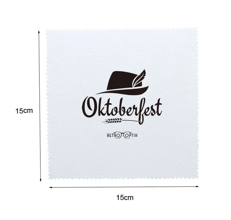 300 Pieces Custom Logo 15x15cm Soft Suede White Glasses Cloth Cleaning Cloths Printed With Black Color Logo