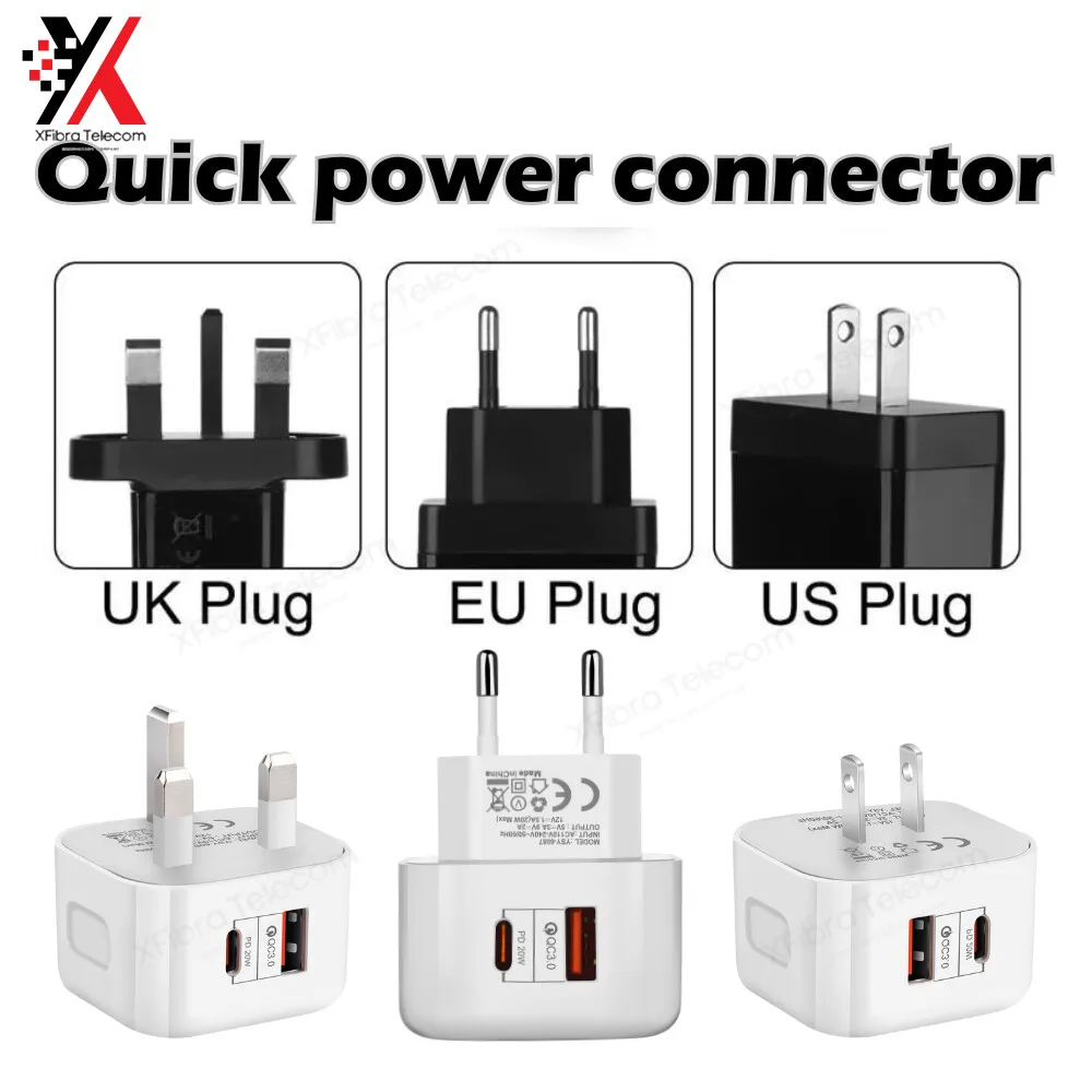 

Hong Kong Version PD Charger 20W Fast Suitable For Apple 15/12/13/14 Charging Head Type-C+USB Dual Port European Iphone 14/13