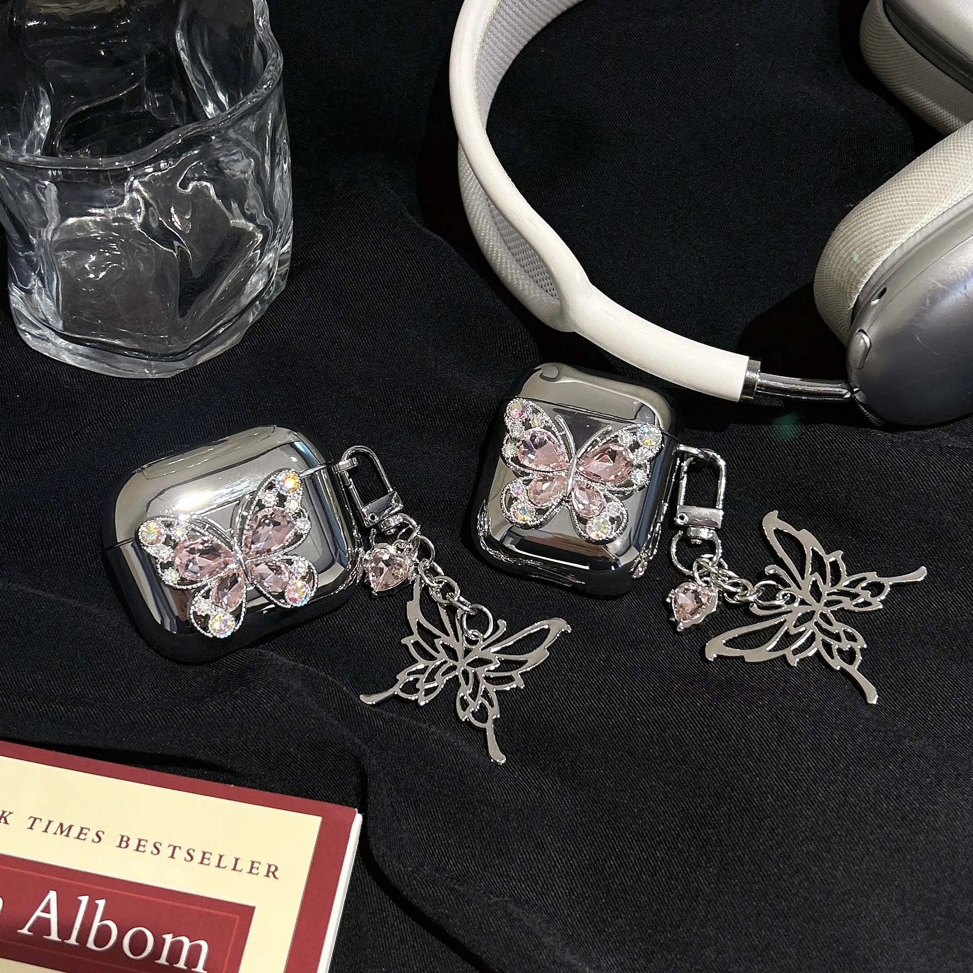 كريستال فراشة ثلاثية الأبعاد قلادة سماعة لاسلكية تعمل بالبلوتوث صندوق شحن لابل airpods 3 برو 2nd 2 14 سماعة حقيبة سماعة الاذن غطاء #3